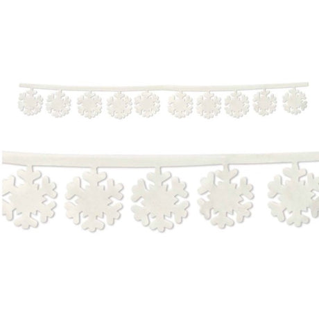 Pack of 2 Beistle Fabric Snowflake Garlands, 119cm, perfect for festive winter décor and holiday celebrations.