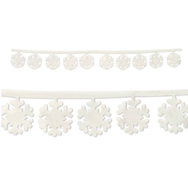 Pack of 2 Beistle Fabric Snowflake Garlands, 119cm, perfect for festive winter décor and holiday celebrations.