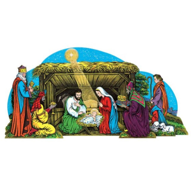 Beautiful Beistle Nativity Scene table decoration measuring 45cm, perfect for creating a festive holiday atmosphere.