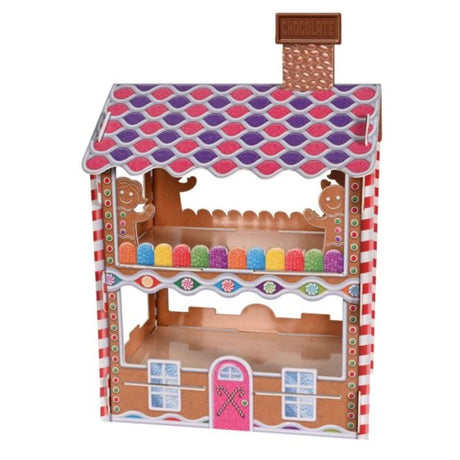 Gingerbread house treat stand, perfect for displaying festive sweets at holiday gatherings and parties.