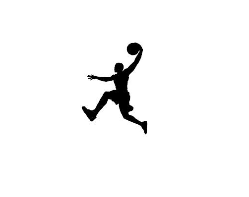 Basketballer wall art, sleek silhouette design, perfect for sports lovers' home decor, measuring 185 x 260 mm.