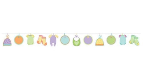 Baby Shower Autograph Garland, 4.6m long, 24 cutouts for guest messages, adds personal touch to celebrations.