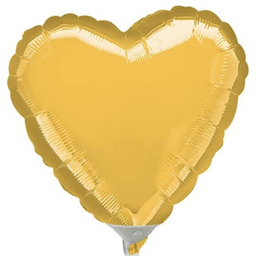 22cm Heart Gold Foil Balloon (Flat)