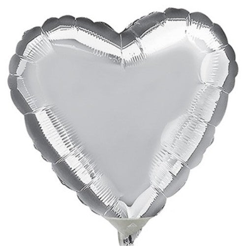 22cm Heart Silver Foil Balloon (Flat)