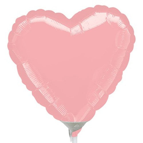 10cm Heart Pastel Pink Foil Balloon (Flat)