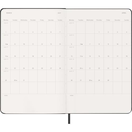 2027 Moleskine Weekly With Notes Hardcover Large Black 12-Month Diary