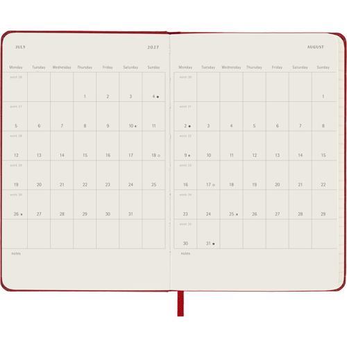2027 Moleskine Weekly With Notes Hardcover Pocket Scarlet Red 12-Month Diary