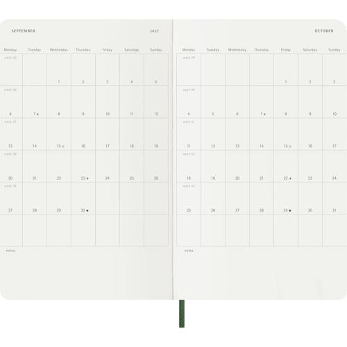 2027 Moleskine Weekly With Notes Softcover Large Myrtle Green 12-Month Diary