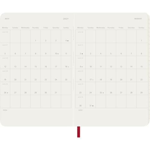2027 Moleskine Weekly With Notes Softcover Pocket Scarlet Red 12-Month Diary