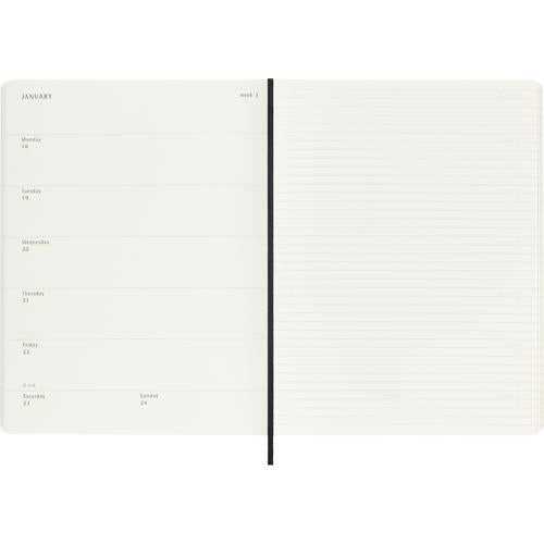 2027 Moleskine Weekly With Notes Softcover XL Black 12-Month Diary