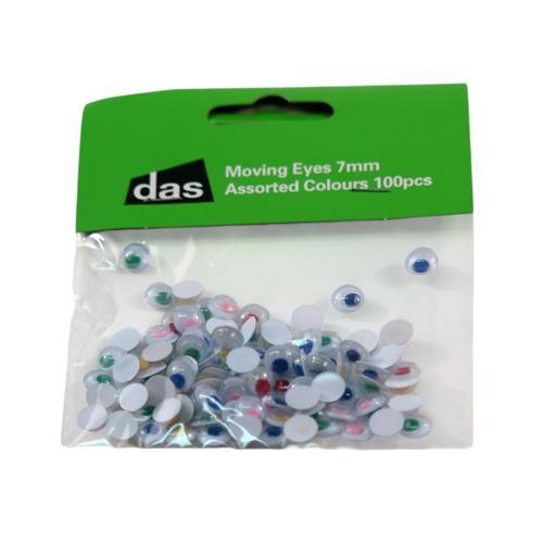 Craft Moving Eyes 7mm 100 Pack - DAS