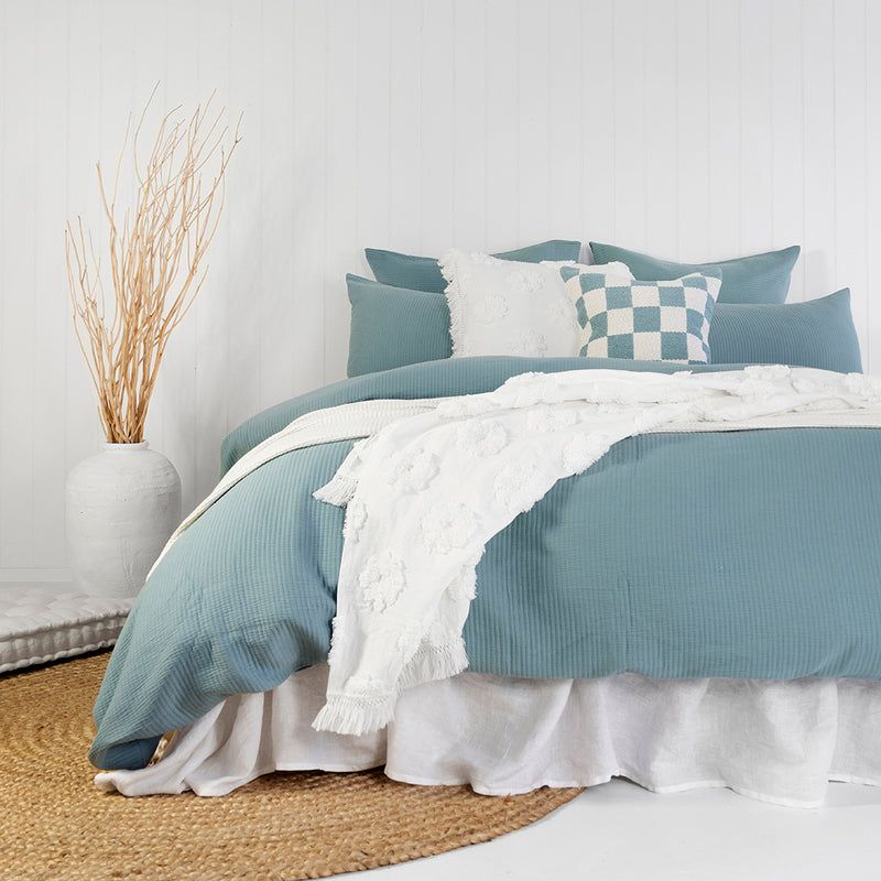 Double Duvet Cover - Grace Quilt / Set Steel Blue