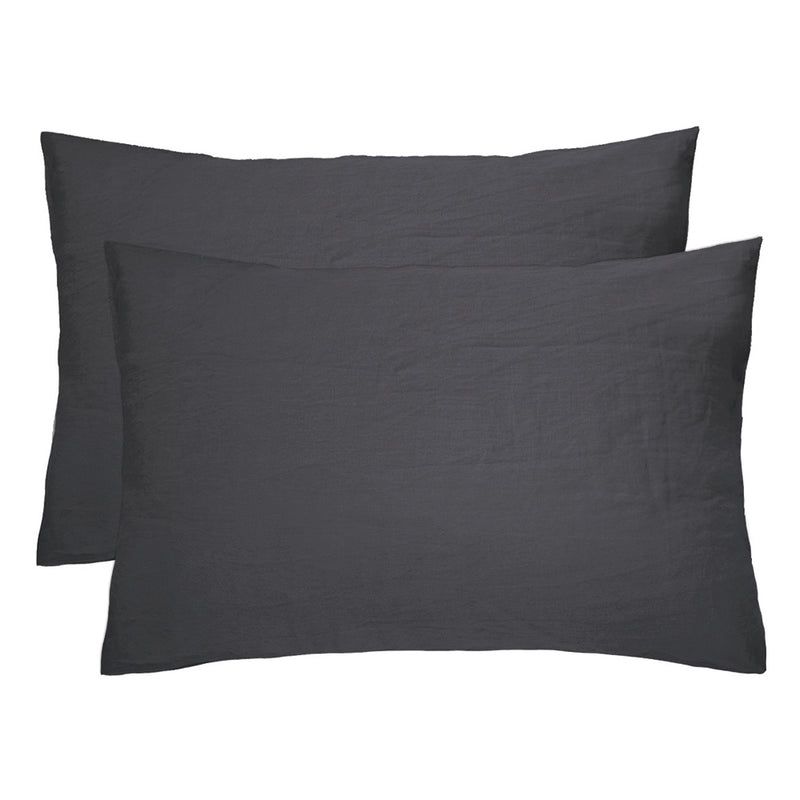 Linen Pillowcase Pair Charcoal