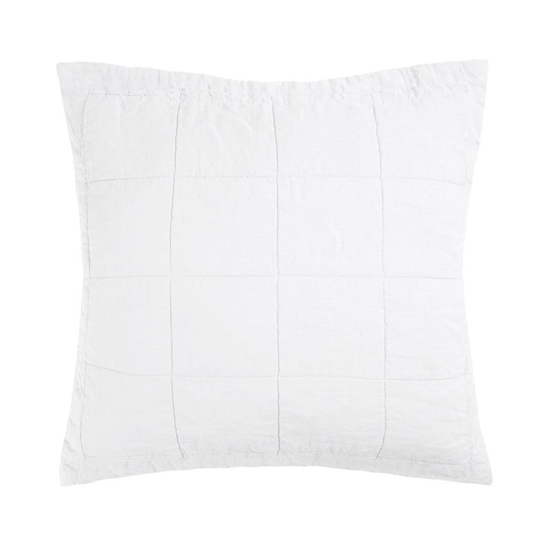 Linen Quilted Euro Pillow Sham Ivory