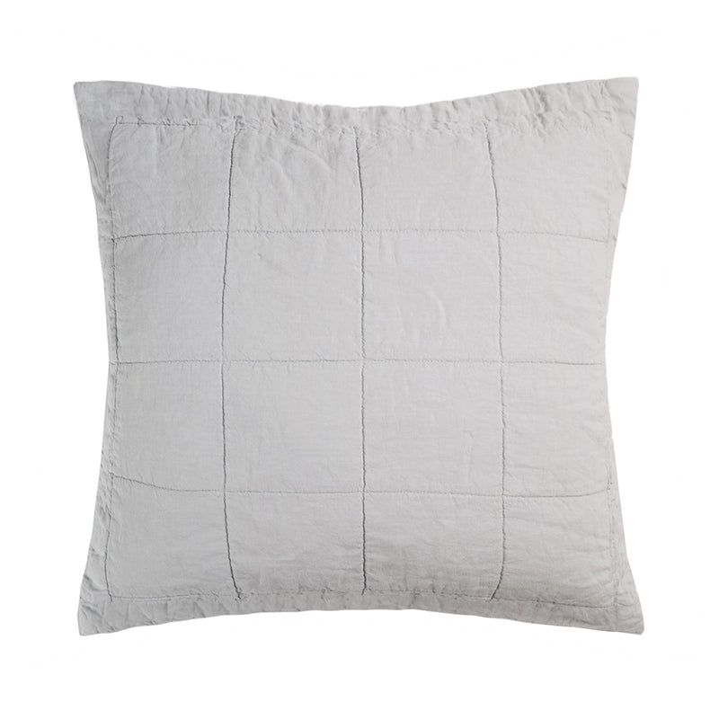 Linen Quilted Euro Pillow Sham Silver