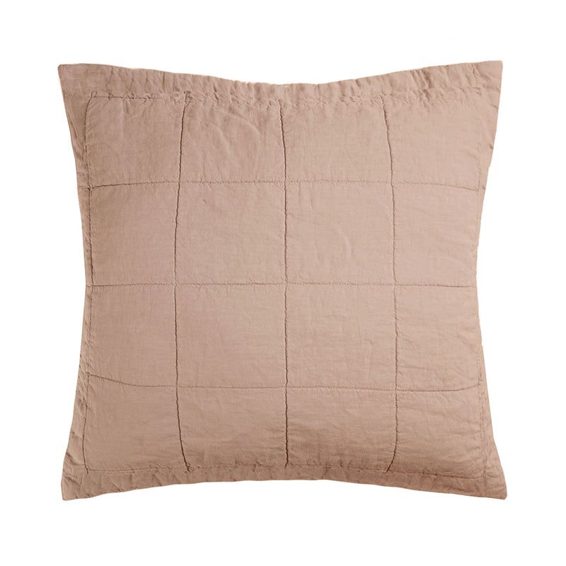 Linen Quilted Euro Pillow Sham Tea Rose