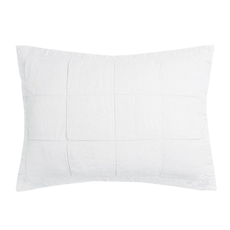 Linen Quilted Pillow Sham Ivory