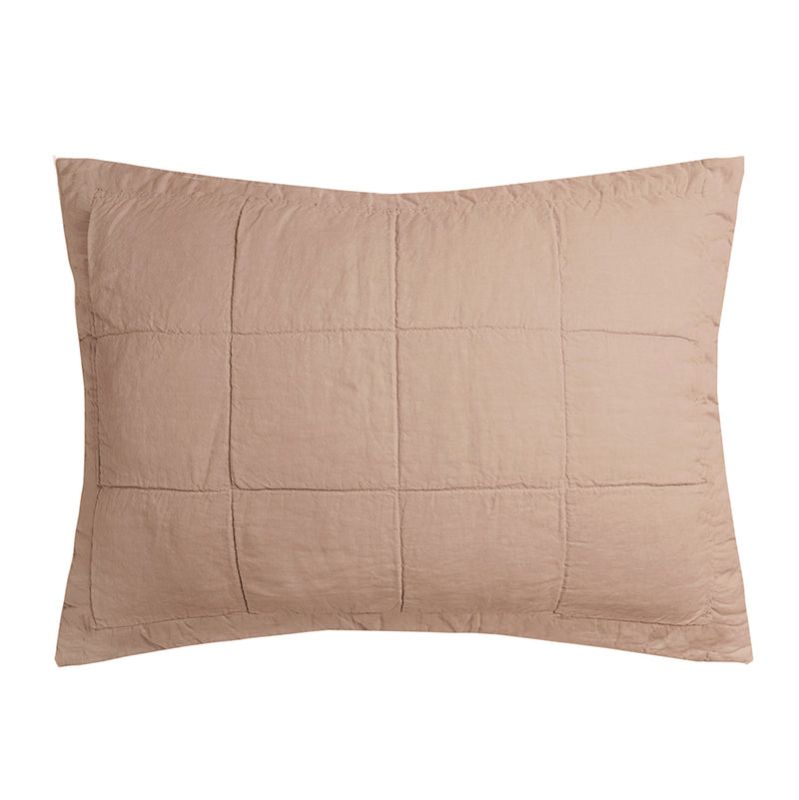 Linen Quilted Pillow Sham Tea Rose