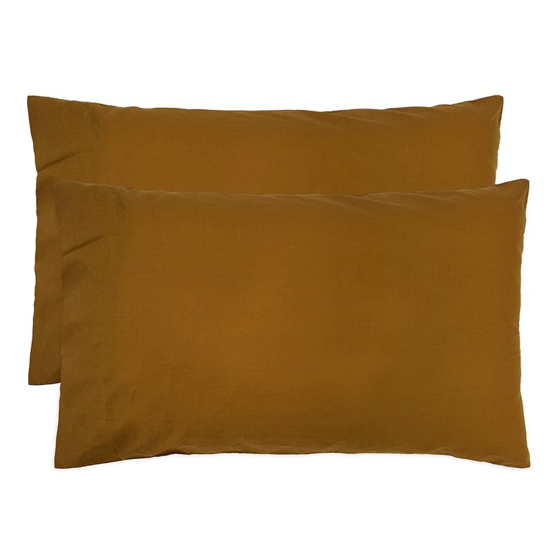 Standard Temple Organic Cotton Pillowcase Pair Tobacco