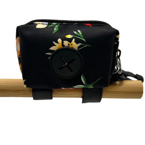 Latched Poop Bag Holder - Black Floral