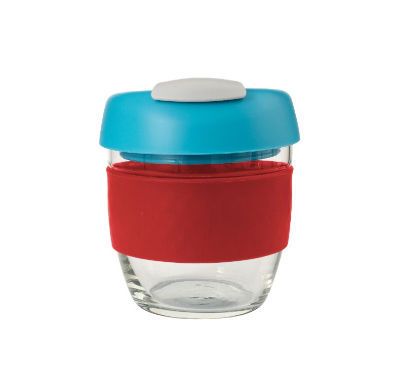 Avanti Glass GoCup Travel Mug 236ml Red/Aqua/Grey