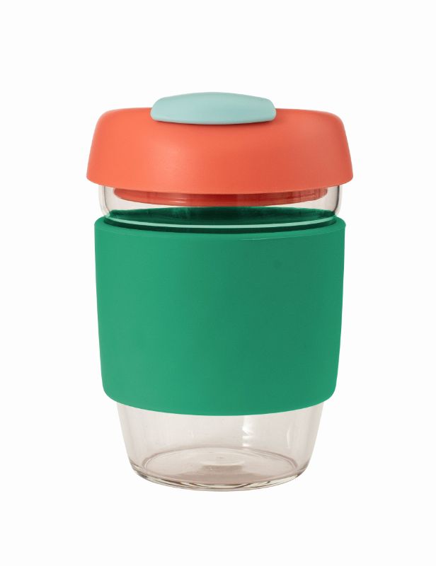 Avanti Glass GoCup Travel Mug 355ml Grn/Coral/Seafm