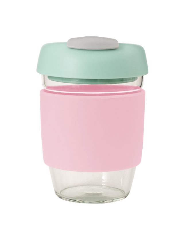 Avanti Glass GoCup Travel Mug 355ml Pink/Mint/Grey
