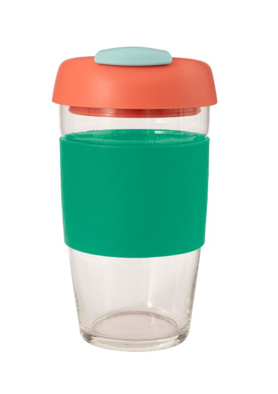 Avanti Glass GoCup Travel Mug 473ml Grn/Coral/Seafm