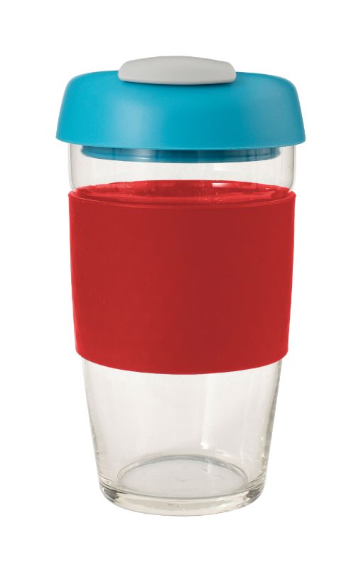 Avanti Glass GoCup Travel Mug 473ml Red/Aqua/Grey