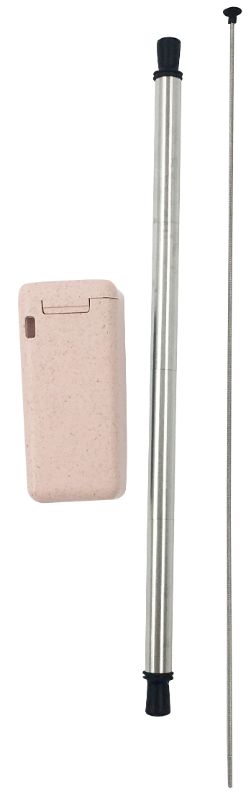 Avanti Folding Stainless Steel Straw In Box - Pink