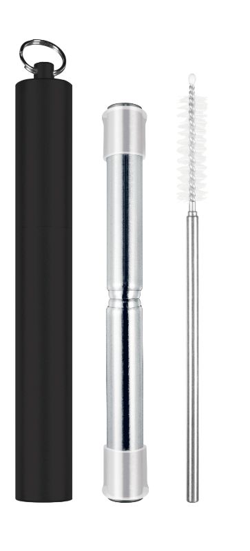 Avanti Telescopic Travel Straw Black