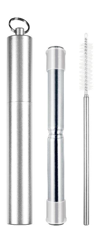 Avanti Telescopic Travel Straw Silver