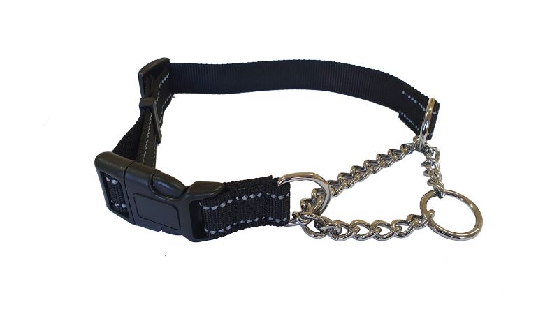 Dog Collar - Martingale Refl 25mm x 50-70cm (Black)