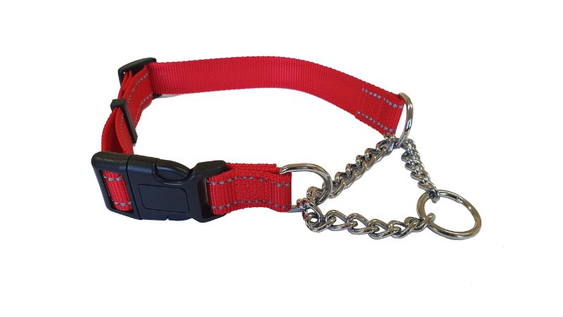 Dog Collar - Martingale Refl 25mm x 50-70cm (Red)