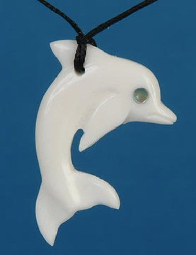 Hand-carved Bone Dolphin Pendant, showcasing M?ori craftsmanship, perfect for ocean lovers and elegant styling.