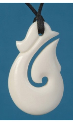 Pendant - Bone Fish Hook  - Kiwiana - Version 3