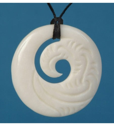 Etched Koru Pendant from Smartfox AU, featuring unique hand-carved design symbolizing growth and new beginnings.