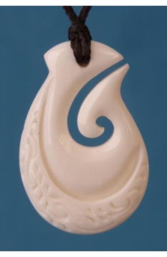 Pendant - Bone Fish Hook  - Kiwiana - Version 2