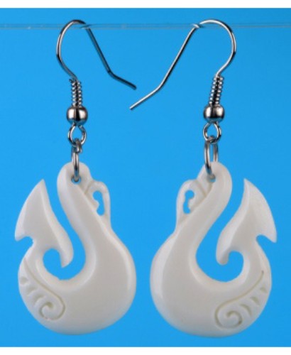 Earrings - Bone Manai Hook  - Kiwiana