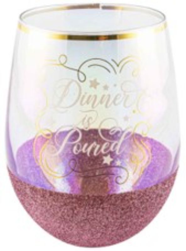 Dinner Is Poured Glitterati Stemless 600ml