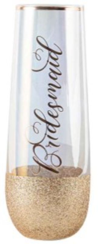 STEMLESS CHAMPAGNE Glass - BRIDESMAID GLITTERATTI