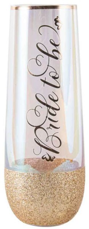 STEMLESS CHAMPAGNE Glass - BRIDE TO BE GLITTERATTI