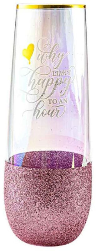 STEMLESS CHAMPAGNE Glass - HAPPY HOUR GLITTERATTI