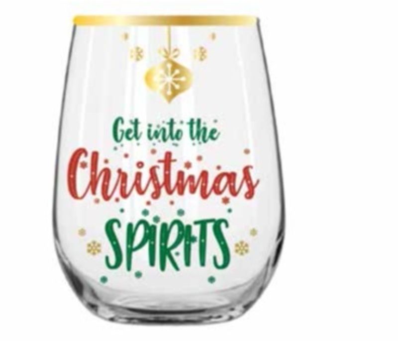 Christmas Spirits Stemless Wine