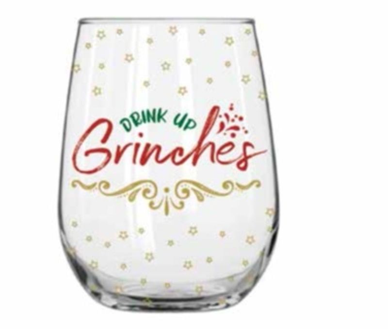 Drink Up Grinches Stemless Wine