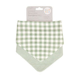 Bandana Bibs 2pk - Gingham Sage - All4Ella