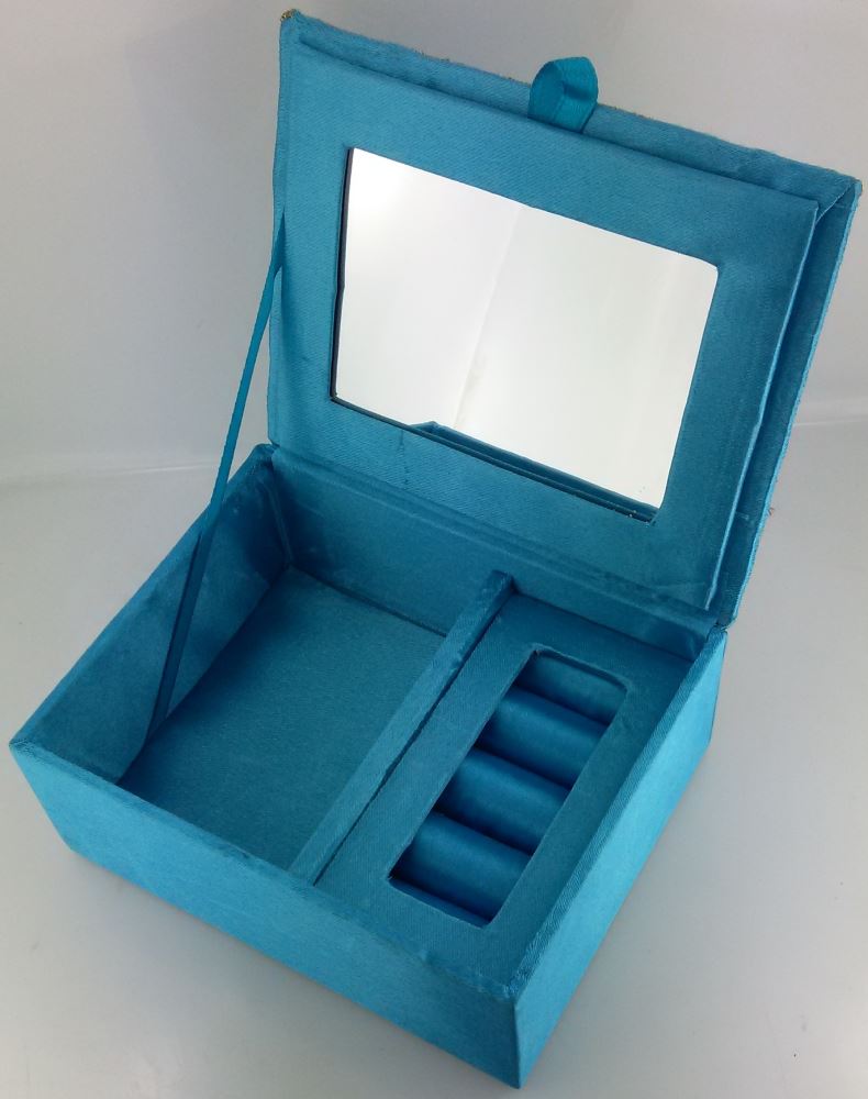 Zaari Embroidered Jewellery Box- Blue Small