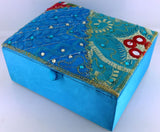 Zaari Embroidered Jewellery Box- Blue Small
