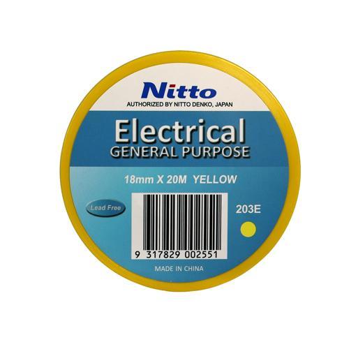 Electrical Insulation Tape 18mm x 20m Yellow 10 Pack Nitto 203E
