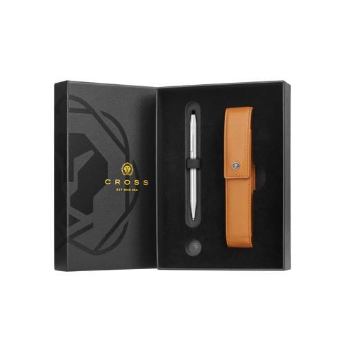 Classic Century Chrome Ballpoint Pen and Saffiano Pen Case Gift Set Cross